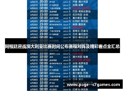 阿根廷迎战澳大利亚比赛时间公布赛程对阵及精彩看点全汇总